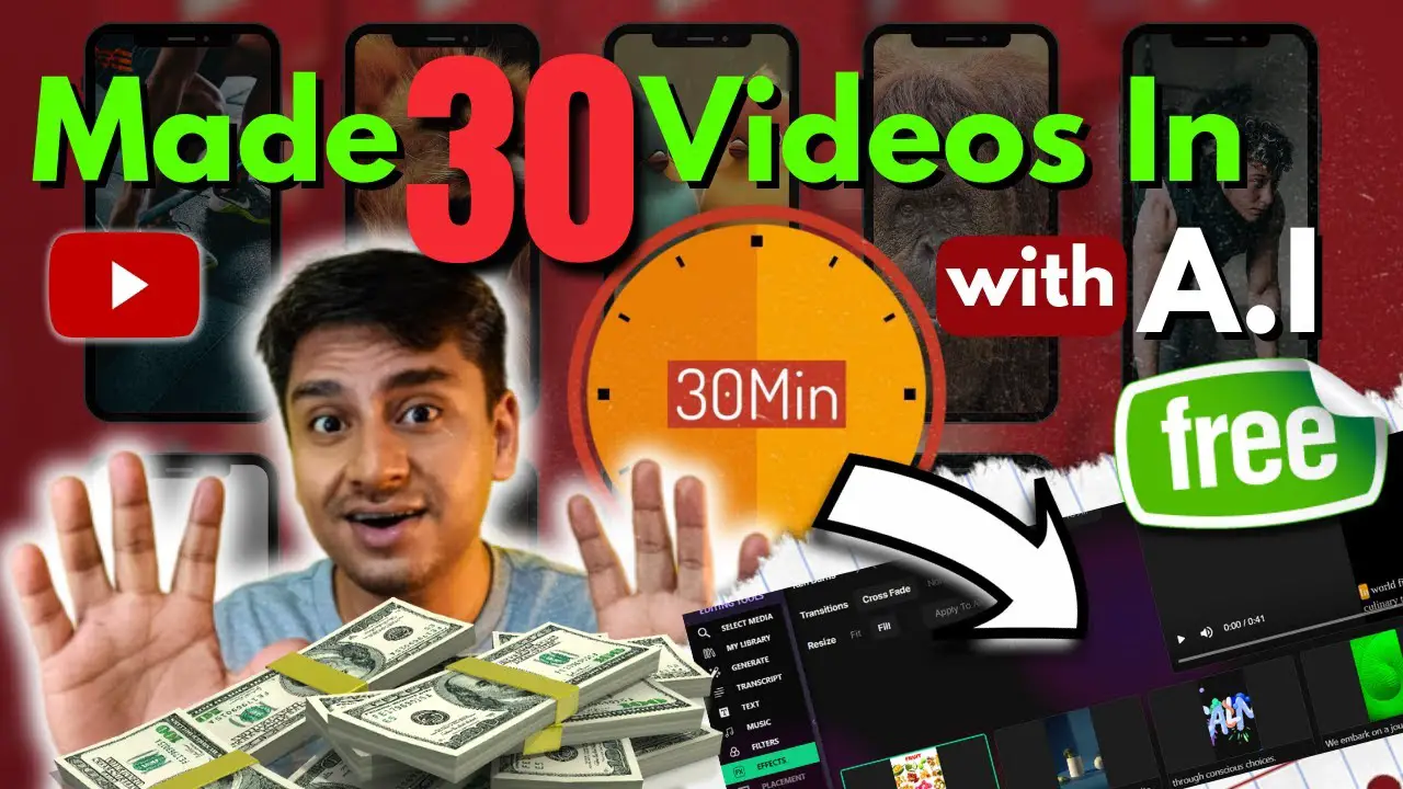 🤑No Face, No Voice, No Editing - FREE Text To Video A.I Tool | Make 30 Videos in 30 Min